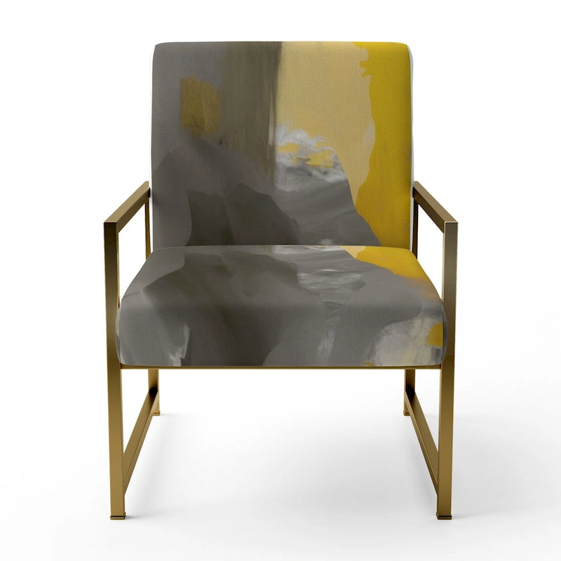 Fauteuil d'appoint capitonné Designart jaune moutarde et gris vif II et fauteuil moderne et contemporain