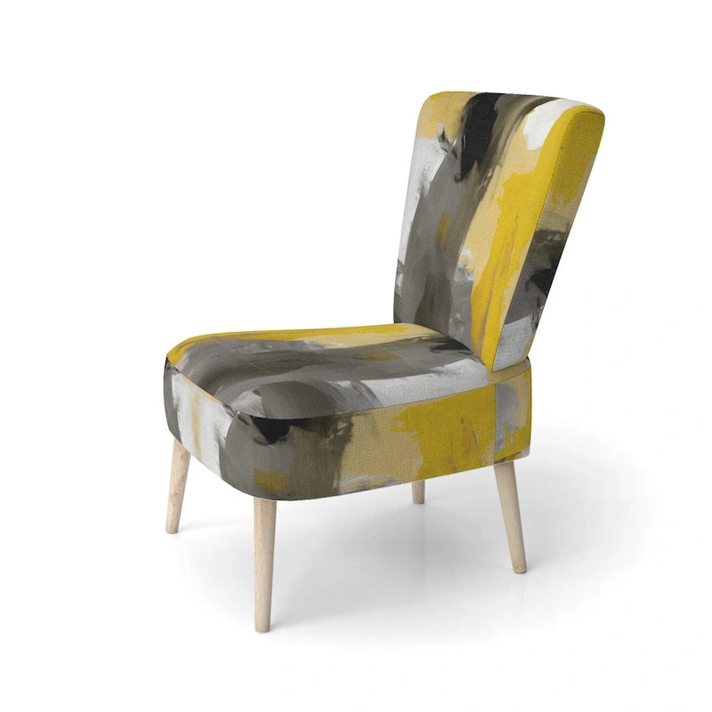 Fauteuil d'appoint capitonné Designart jaune moutarde et gris vif II et fauteuil moderne et contemporain