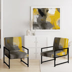Fauteuil d'appoint capitonné Designart jaune moutarde et gris vif II et fauteuil moderne et contemporain