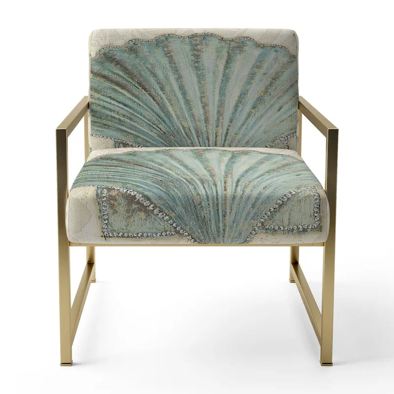 Fauteuil d'appoint rembourré Designart Seastar et Coquillage Bleu II - Style nautique et côtier