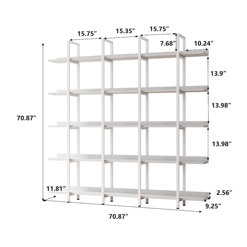 Bibliothèque à 5 niveaux pour bureau à domicile, étagère ouverte