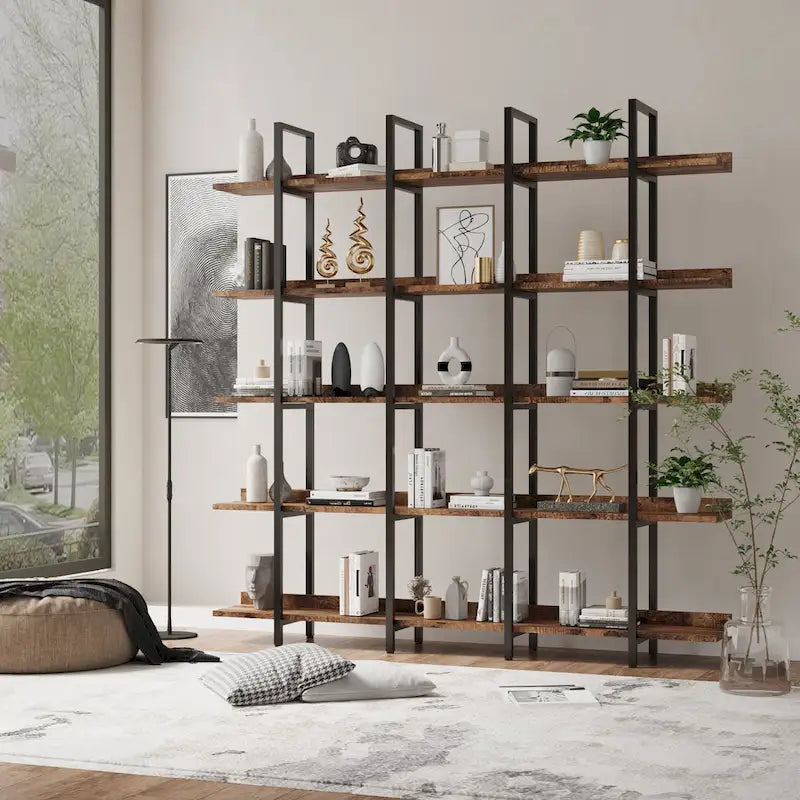 Bibliothèque à 5 niveaux pour bureau à domicile, étagère ouverte