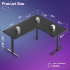 Bureau d'angle en forme de L de 63 pouces avec support ergonomique pour écran et éclairage LED intégré.