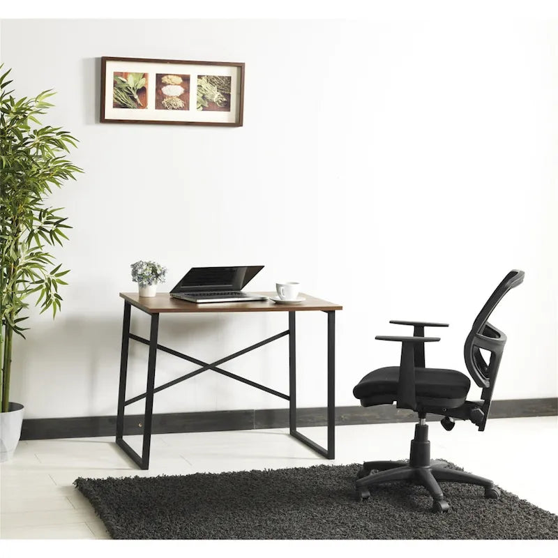 Bureau d'ordinateur rectangulaire de 89 cm (35 pouces) avec structure en métal, style moderne, idéal pour le salon, la chambre ou le bureau.