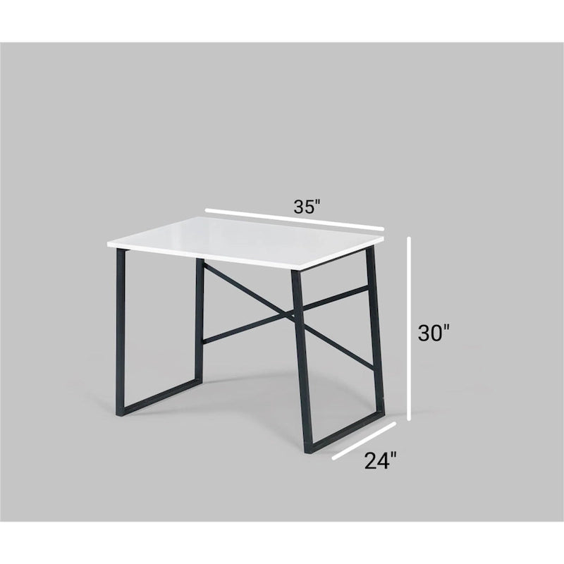 Bureau d'ordinateur rectangulaire de 89 cm (35 pouces) avec structure en métal, style moderne, idéal pour le salon, la chambre ou le bureau.