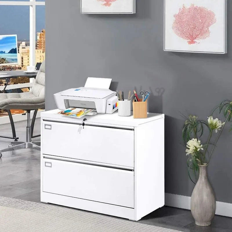 Classeur latéral métallique à 2 tiroirs 36 po avec serrure