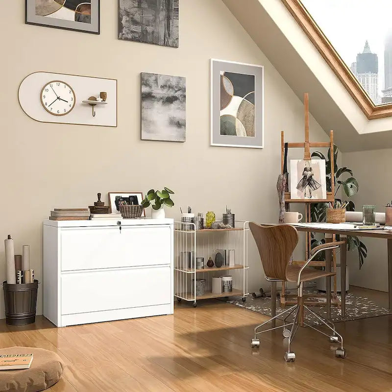 Classeur latéral métallique à 2 tiroirs 36 po avec serrure