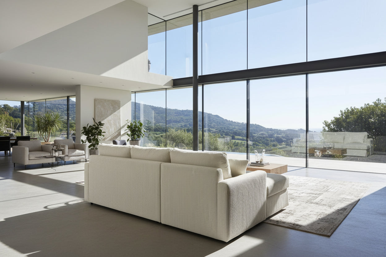 [VIDEO provided][New]87*61Modern L-shaped Corduroy Sofa with Reversible Chaise,4-seat Upholstered Sectional Indoor Furniture,Co