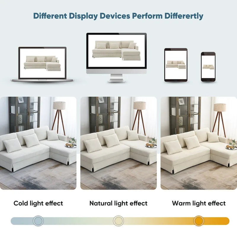 [VIDÉO fournie][Nouveau] Canapé d'angle moderne en velours côtelé 87*61 avec méridienne réversible, canapé d'angle rembourré 4 places pour intérieur, Co