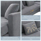 [VIDÉO fournie][Nouveau] Canapé d'angle moderne en velours côtelé 87*61 avec méridienne réversible, canapé d'angle rembourré 4 places pour intérieur, Co