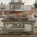 Table basse Morgan Creek Antique White avec accents tabac brossés