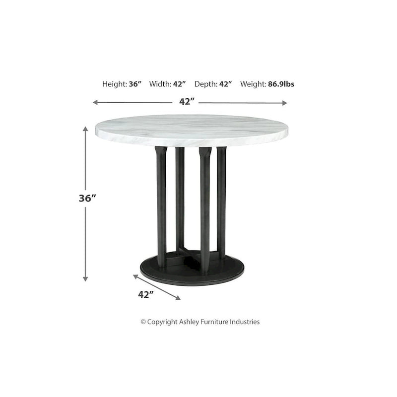 Table de comptoir ronde Centiar blanche/noire