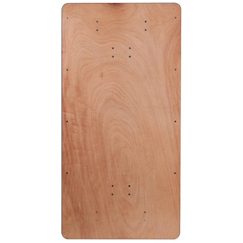 Table de banquet pliante rectangulaire en bois de 1,80 m avec plateau verni transparent