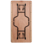 Table de banquet pliante rectangulaire en bois de 1,80 m avec plateau verni transparent
