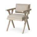 Topanga Beige Fabric Wrap Seat With Blonde Solid Wood Frame Dining Chair - 23W x 22D x 31.5H