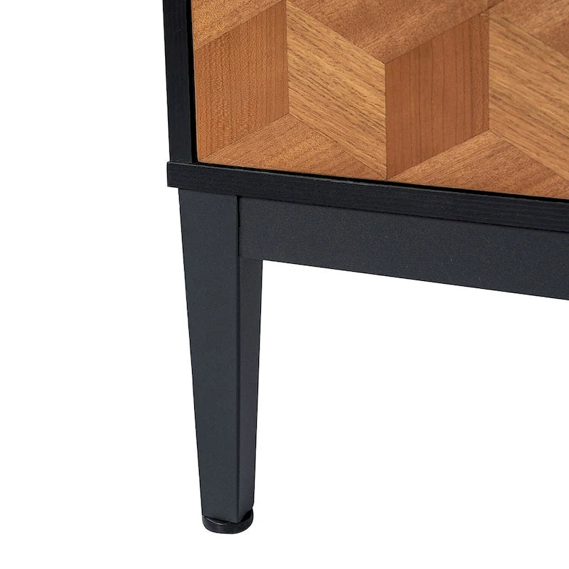 Ensemble de 2 tables de chevet Apakah Modern de 63,5 cm de haut, à 2 tiroirs, avec station de charge et pieds réglables, par HULALA HOME