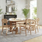 Chaise événementielle commerciale en rotin canne avec dossier et assise en bois