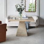 Table de salle à manger carrée en ciment avec pied central