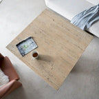 Table de salle à manger carrée en ciment avec pied central