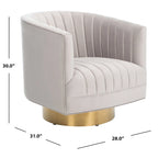 Fauteuil pivotant capitonné Matejka de SAFAVIEH Couture - 71 cm (L) x 79 cm (l) x 76 cm (H)