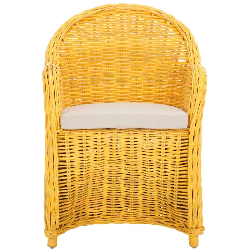Fauteuil club SAFAVIEH Sinja en rotin jaune - 61 x 66 x 89 cm (24 x 26 x 35 po)