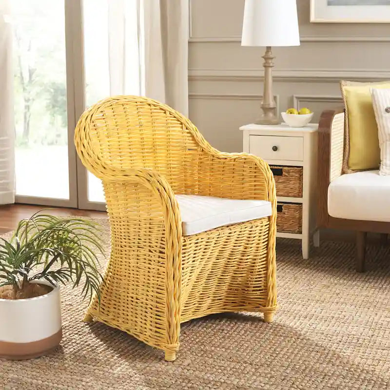 SAFAVIEH Sinja Yellow Rattan Club Chair - 24 x 26 x 35 - 24Wx26Dx35H