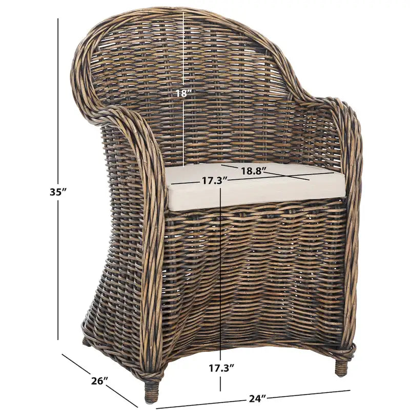 Fauteuil club SAFAVIEH Sinja en rotin jaune - 61 x 66 x 89 cm (24 x 26 x 35 po)
