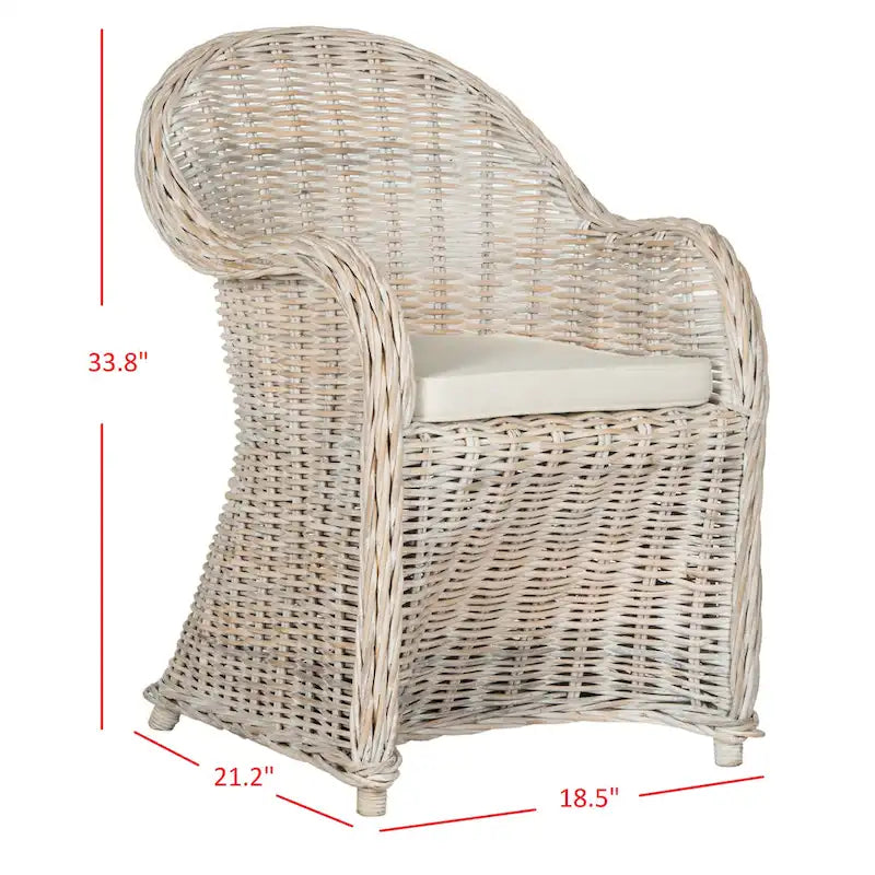 Fauteuil club SAFAVIEH Sinja en rotin jaune - 61 x 66 x 89 cm (24 x 26 x 35 po)
