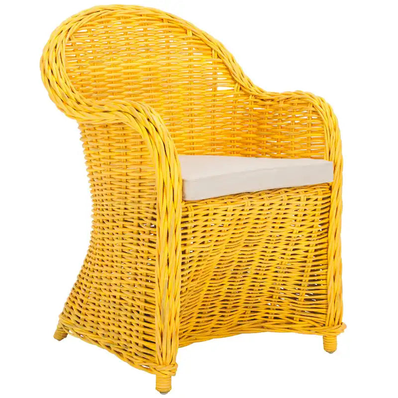 Fauteuil club SAFAVIEH Sinja en rotin jaune - 61 x 66 x 89 cm (24 x 26 x 35 po)