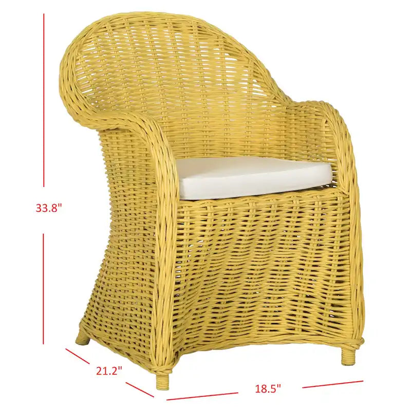 Fauteuil club SAFAVIEH Sinja en rotin jaune - 61 x 66 x 89 cm (24 x 26 x 35 po)