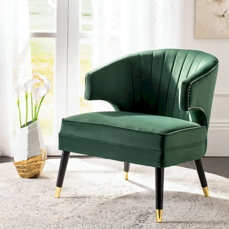 Fauteuil d'appoint à oreilles en velours Amalia de SAFAVIEH - 68 x 71 x 81 cm (26,8 x 28 x 31,9 po) - 69 x 71 x 81 cm (27 x 28 x 32 po)