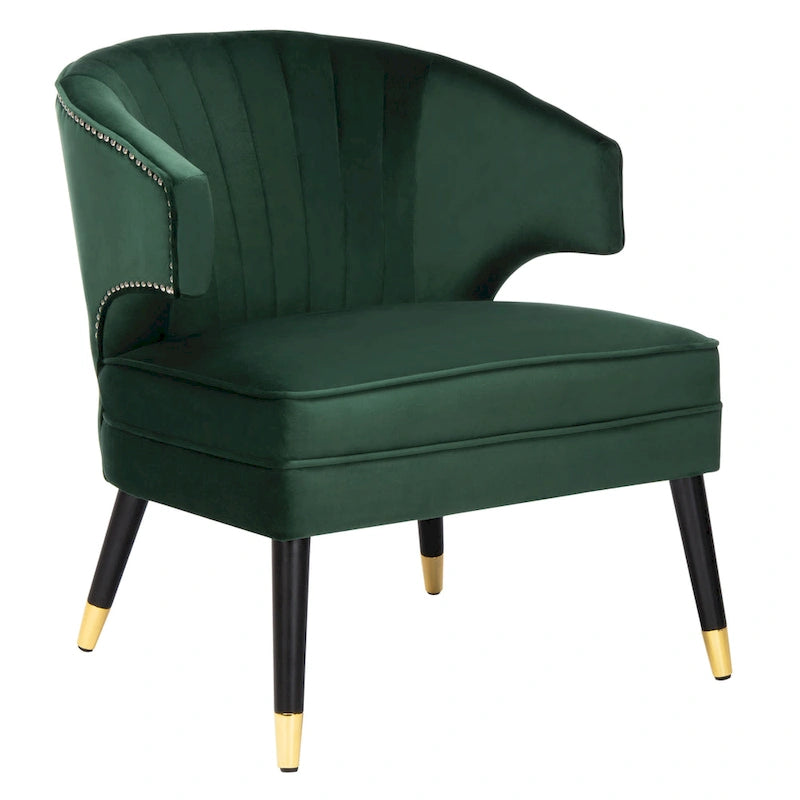 Fauteuil d'appoint à oreilles en velours Amalia de SAFAVIEH - 68 x 71 x 81 cm (26,8 x 28 x 31,9 po) - 69 x 71 x 81 cm (27 x 28 x 32 po)
