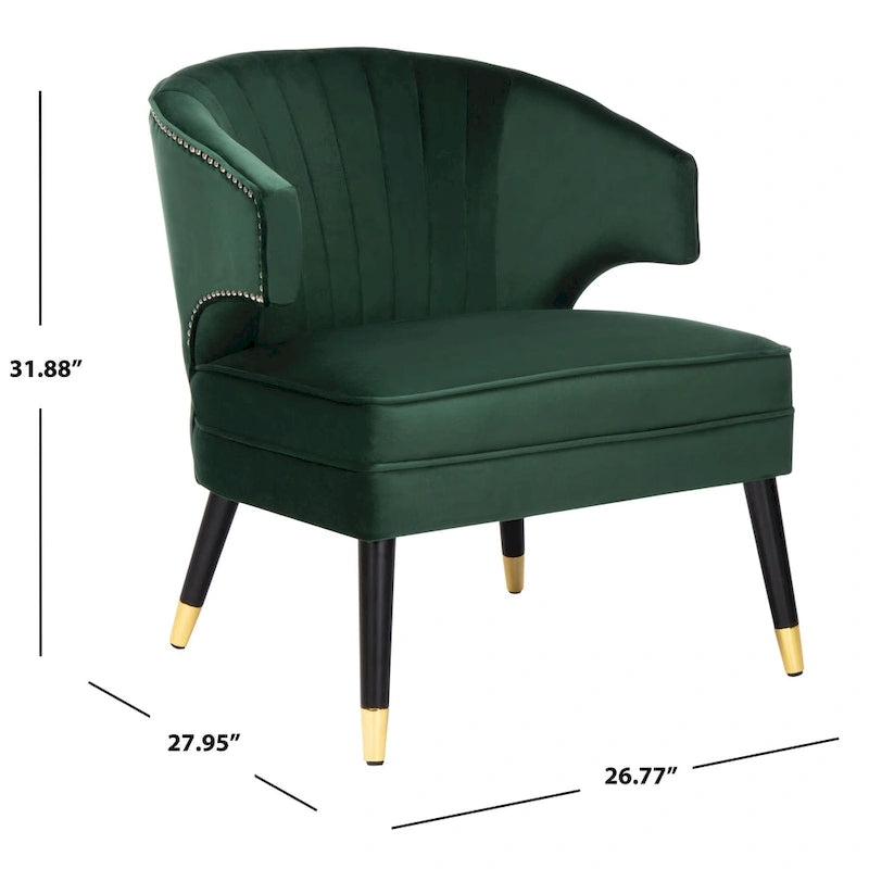 Fauteuil d'appoint à oreilles en velours Amalia de SAFAVIEH - 68 x 71 x 81 cm (26,8 x 28 x 31,9 po) - 69 x 71 x 81 cm (27 x 28 x 32 po)