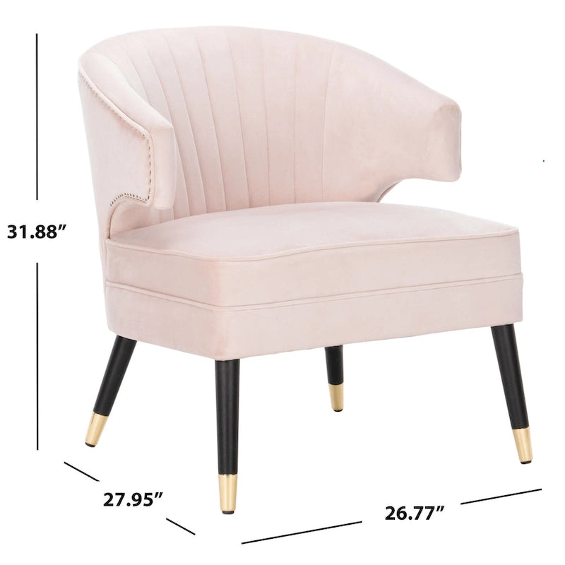 Fauteuil d'appoint à oreilles en velours Amalia de SAFAVIEH - 68 x 71 x 81 cm (26,8 x 28 x 31,9 po) - 69 x 71 x 81 cm (27 x 28 x 32 po)