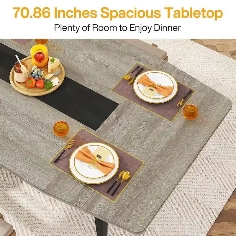 Grande table à manger de 70,8 pouces pour 6 à 8 personnes