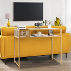 Console en faux marbre avec panier en fil de fer pour entrée - 47,5 x 12 x 35,5 (L x l x H)