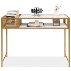 Console en faux marbre avec panier en fil de fer pour entrée - 47,5 x 12 x 35,5 (L x l x H)