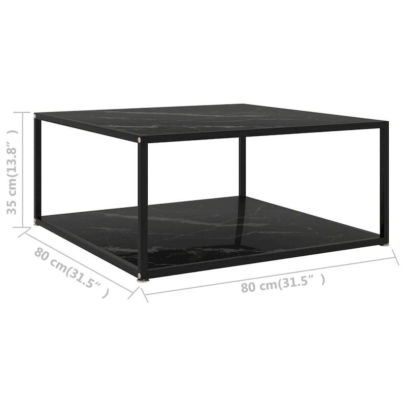 Table basse vidaXL noire en verre trempé 31,5 x 31,5 x 13,8 cm
