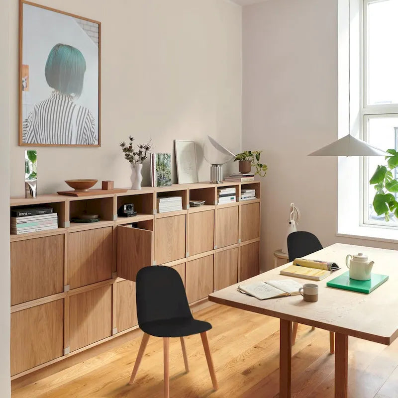 Ensemble de 2 chaises de salle à manger en plastique imitation bois pour événements, cuisine, bureau, jardin, terrasse, café