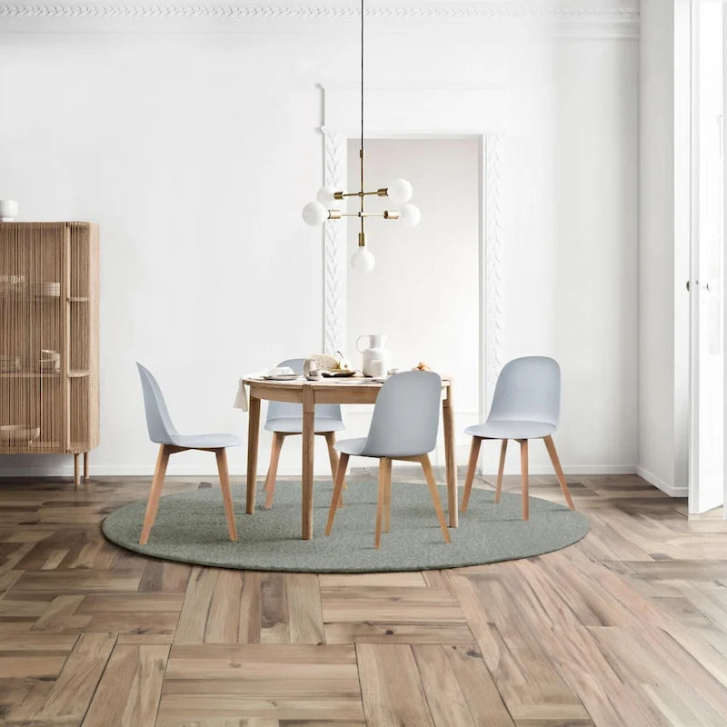 Ensemble de 2 chaises de salle à manger en plastique imitation bois pour événements, cuisine, bureau, jardin, terrasse, café