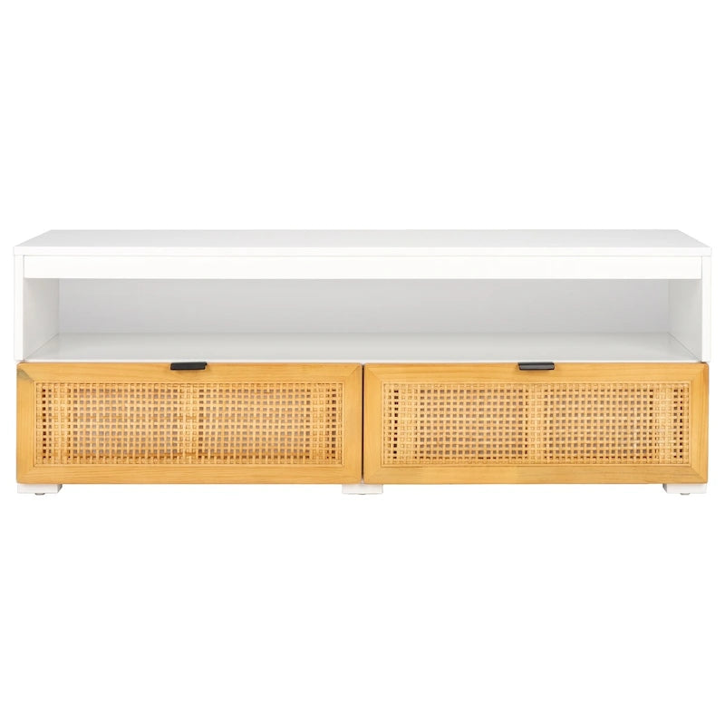 Meuble TV SAFAVIEH Kaitlyn à 2 tiroirs et 1 étagère (compatible avec les téléviseurs à écran plat jusqu'à 55 pouces) - 48 po L x 16 po P x 17 po H
