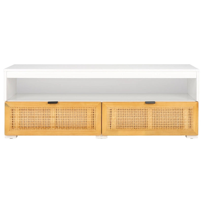 Meuble TV SAFAVIEH Kaitlyn à 2 tiroirs et 1 étagère (compatible avec les téléviseurs à écran plat jusqu'à 55 pouces) - 48 po L x 16 po P x 17 po H