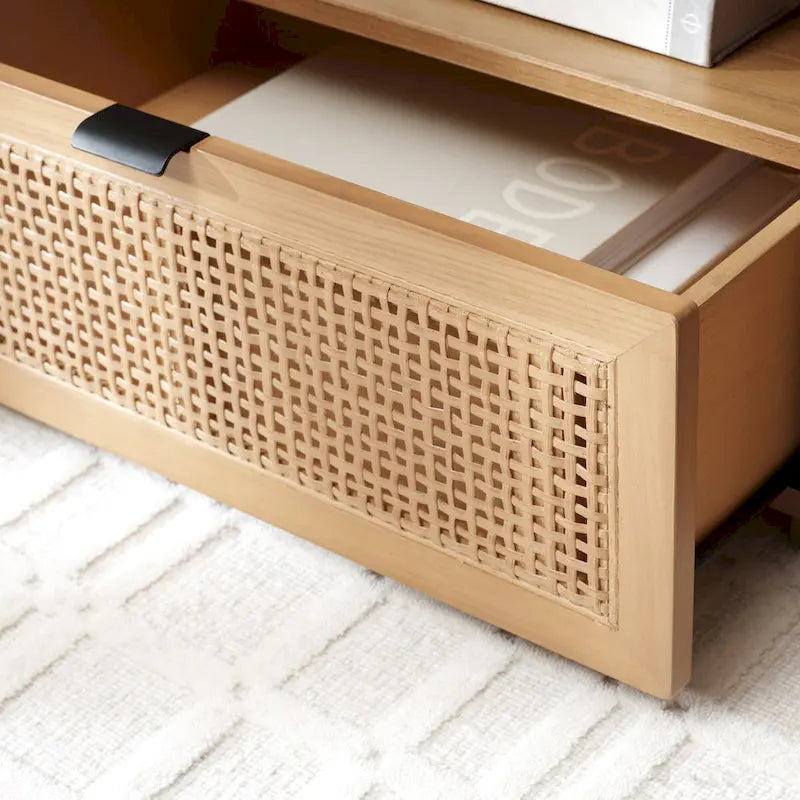 Meuble TV SAFAVIEH Kaitlyn à 2 tiroirs et 1 étagère (compatible avec les téléviseurs à écran plat jusqu'à 55 pouces) - 48 po L x 16 po P x 17 po H