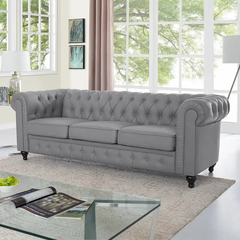 Emery Chesterfield Sofa, Luxurious Comfort for Cozy Living Rooms, Mid-Century Modern couch, Elegance & Serenity, 3-Seater Sofa