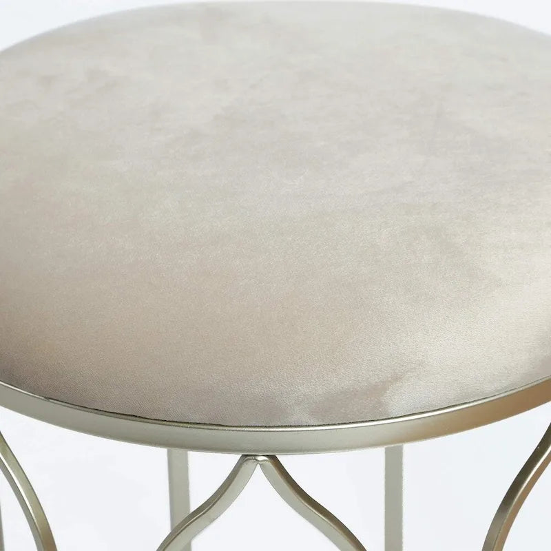 Adeco FT0254 Repose-pieds rond empilable, pieds en acier, hauteur 43 cm, lot de 2 poufs et poufs de rangement, gris clair