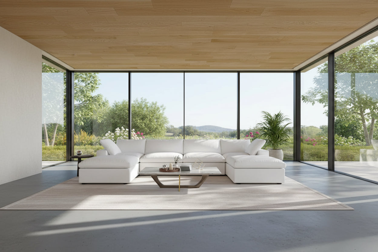 U Shape Couches for Living Room, 6-Seats Modular Convertible Sectional Sofa Couch