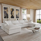 Canapé d'angle convertible modulable 6 places en forme de U pour salon