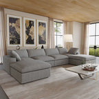 Canapé d'angle convertible modulable 6 places en forme de U pour salon