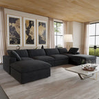 Canapé d'angle convertible modulable 6 places en forme de U pour salon