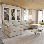 Canapé d'angle convertible modulable 6 places en forme de U pour salon